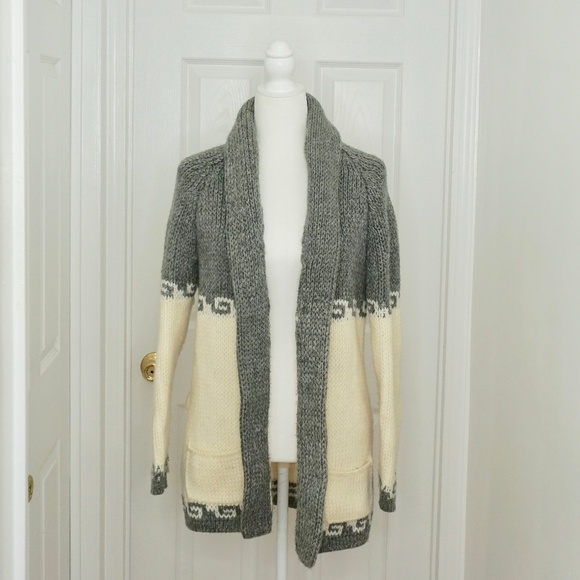 Handmade Other - HANDMADE Gray & Cream Knit Cardigan w/Tie (S/M)